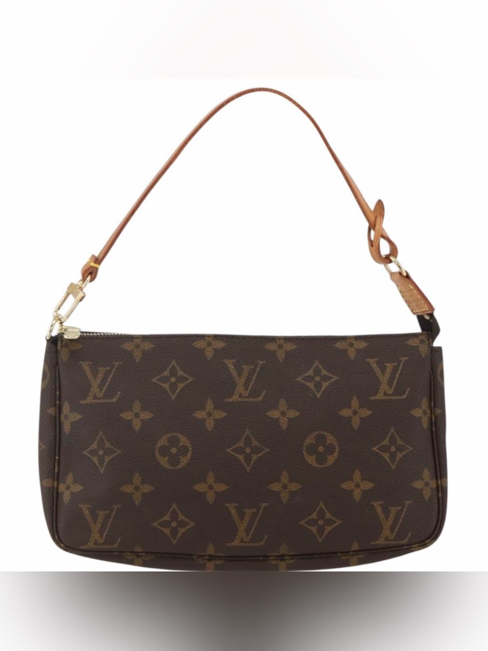 Louis Vuitton Monogram Pochette Shoulder Bag in Brown with Tan Strap - Picture 4 of 16